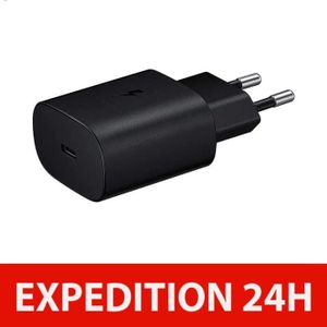 CHARGEUR TÉLÉPHONE Chargeur de charge ultra rapide 25 W Pour Samsung EP-TA800N, port USB de type C (sans câble), noir (lot de 1