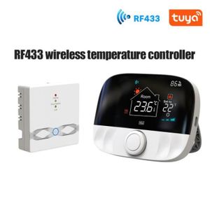 THERMOSTAT D'AMBIANCE Thermostat intelligent sans fil RF433 régulateur de température programmable pour chauffage de pièce avec chaudière à gaz actionneur