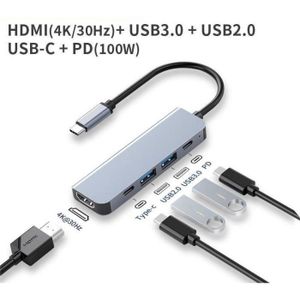 HUB 5 en 1 Concentrateur USB C, avec HDMI 4K, USB 3.0,