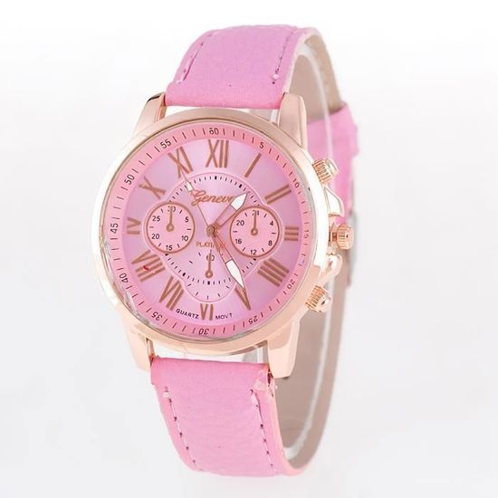 Montre-bracelet Unendlich U Pour Femme - Cuir PU, Chiffres Romains & Arabes, Double Affichage - Idéal Cadeau Noël - 6