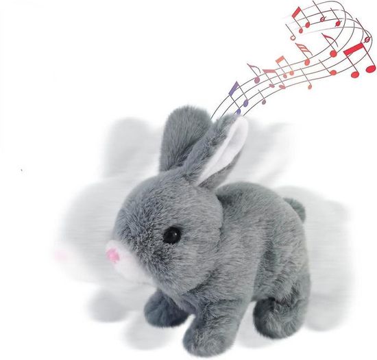 Jouet électronique en peluche de lapin, jouet interactif de lapin de  Pâques, lapin ludique sautille autour fait des sons remue les oreilles