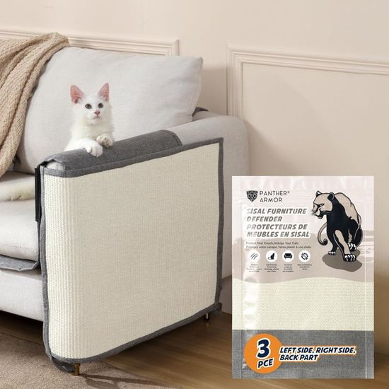 Griffoir Pour Chat à Fixer Sur Canapé – Sisal Naturel, Sangles De Fixation, Dimensions 140 X 58 Cm – Protection Meubles Contre Griffes