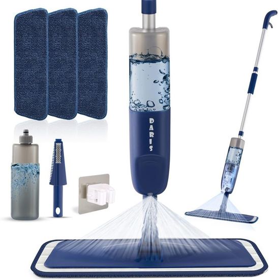 Balai Vapeur Avec 3 Tampons Microfibre - Réservoir 360ml, Pulvérisateur Intégré, Pour Sols Durs, Maison, Cuisine