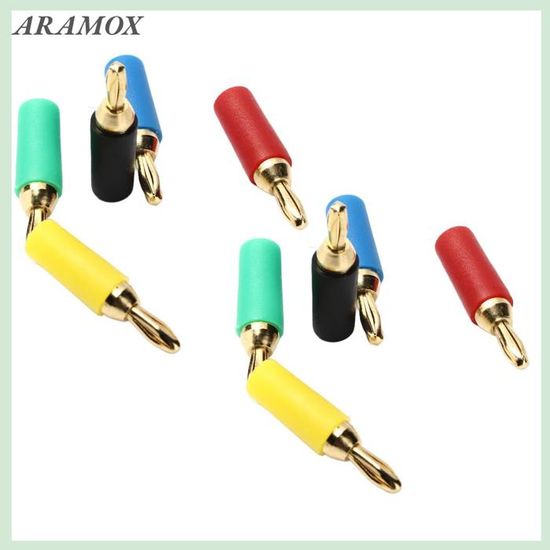 Fiche Electrique Fiches Banane Aramox Lot De 10 - Connecteurs 4mm Empilables Rouge Et Noir Fiches Banane 4mm Laiton Nickelé Lot 10