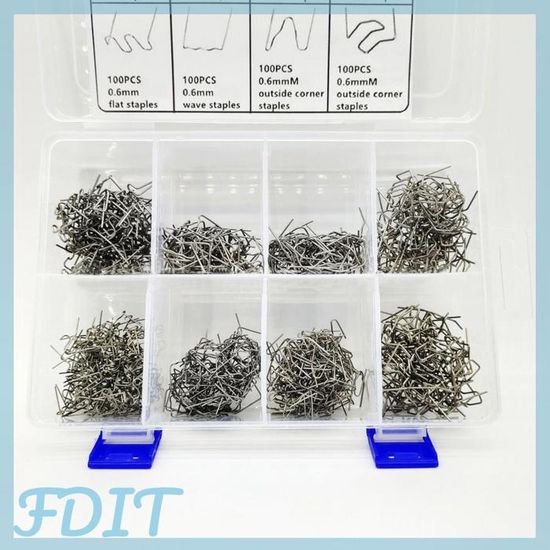 1000 Agrafes à Souder En Acier Pour Réparation Plastique Auto - 0.6mm Et 0.8mm - Pour Pare-chocs Et Carrosserie - 3