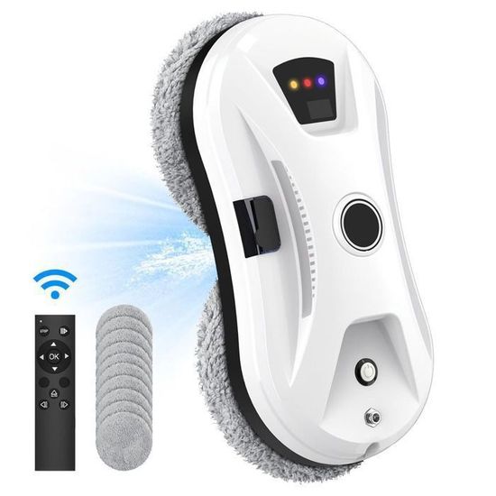 Robot Laveur De Vitres Automatique Avec Télécommande - Puissance D'aspiration 2800Pa, 10 Chiffons, Sécurité Anti-chute - Pour Vitres Encadrées, Maisons, Bureaux