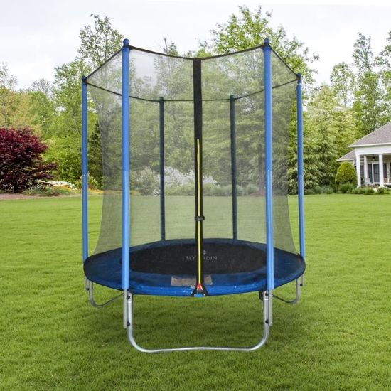 Trampoline avec filet de protection et échelle 244 cm jouet enfant sport à  domicile en plein air en sécurité soilde anti-corrosion