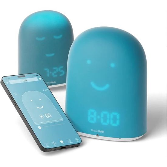 Réveil Enfant Connecté REMI UrbanHello - Veilleuse, Babyphone, Suivi Sommeil - Bleu