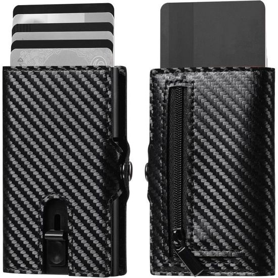 Porte-cartes Métallique RFID En Aluminium Noir - Pour Hommes Et Femmes - Protection Anti-scan