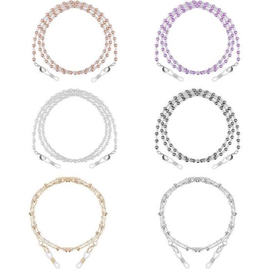 Lot De 8 Chaînes Pour Lunettes - Chaîne De Lecture Et De Soleil Pour Femme, Or, Argent, Noir Et Blanc, Longueur 78 Cm | Collier Décoratif Pratique