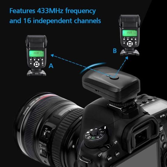 FAN Déclencheur Flash Sans Fil Avec 1 Émetteur 2 Récepteurs 1 Câble De