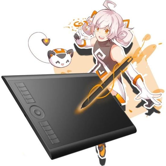 GAOMON M10K 2018 Tablette Graphique 10 x 6,25 Pouces avec Stylet passif à 8192 Niveaux et 10 Raccourcis Compatible Windows ou MacOS