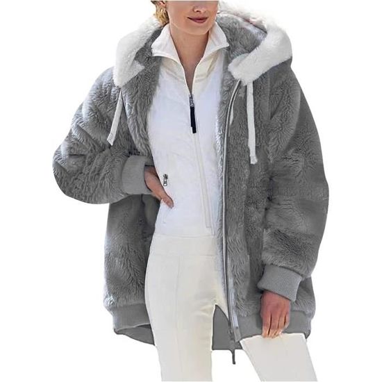 Veste Polaire Femmes Chnnamzu - Capuche Sherpa - Zippée Et Poches - Hiver Chaud Décontracté