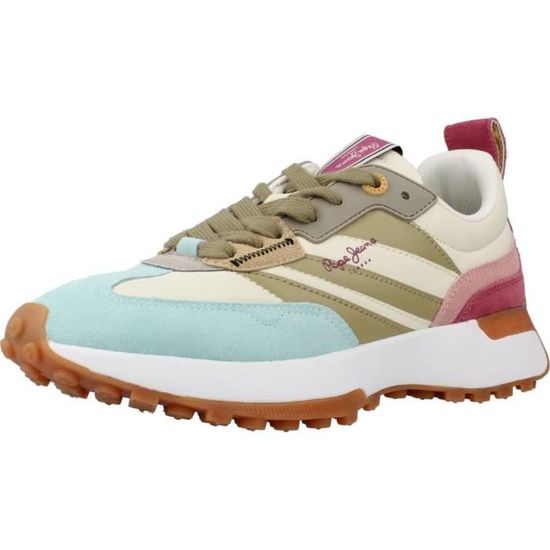 Basket Femme PEPE JEANS 135630 Blanc Textile Lacets Semelle