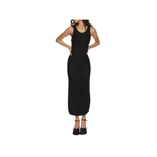Robe Longue Sans Manches Pour Femme - Col Rond, Fente Latérale Et Poches - Légère Et élégante Pour L'été
