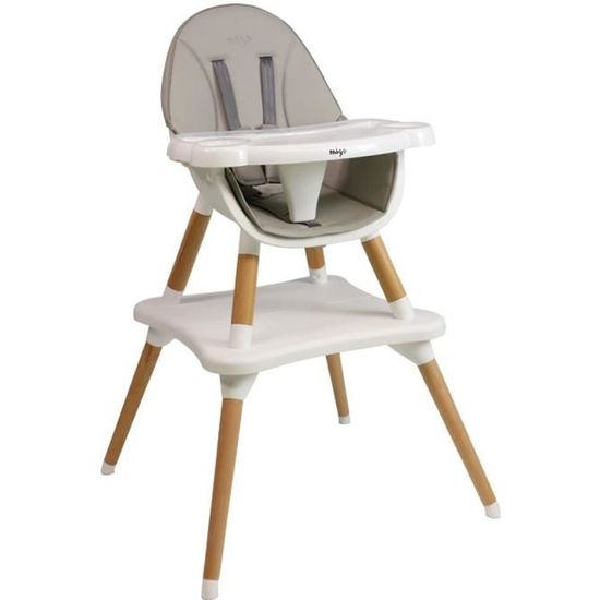 Nania Chaise haute EVA évolutive en chaise basse + table -  2 en 1 utilisable dès 6 mois jusqu'à 5 ans - Gris