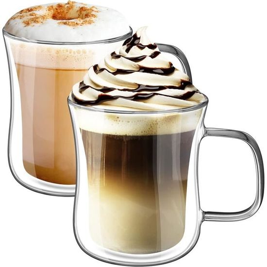 La Cafetière Lot De 2 Verres Latte Double Paroi 270 Ml – Isothermes En Verre Borosilicate, Design Élégant, Idéal Cappuccino & Cadeau Café