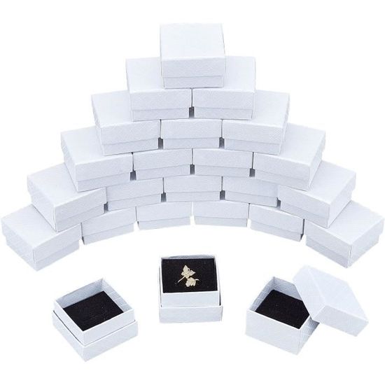 Lot De 24 Boîtes À Bijoux En Carton Noir Pour Pendentif, Boîte À Bague