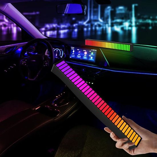 Bande lumineuse dynamique au rythme de la musique Barre lumineuse LED réactive au son, rvb