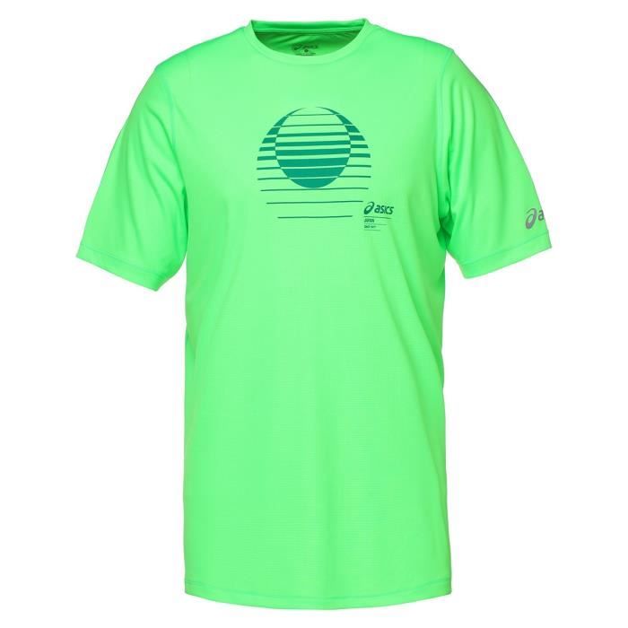 asics t shirt homme verte