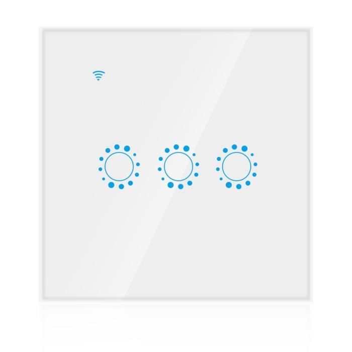 Interrupteur tactile sans fil WIFI Smart, 1-2-3, Panneau de commutateur tactile, contr?le APP à distance (blanc)