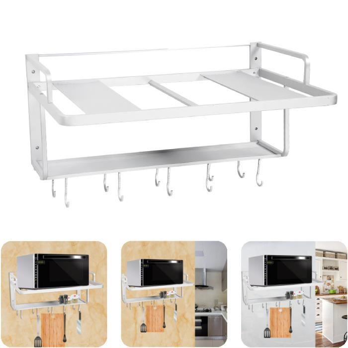 Espace En Aluminium Double Couches Suspendues Four À Micro-ondes Rack Support Cuisine Étagère De Rangement Organisateur -FOE