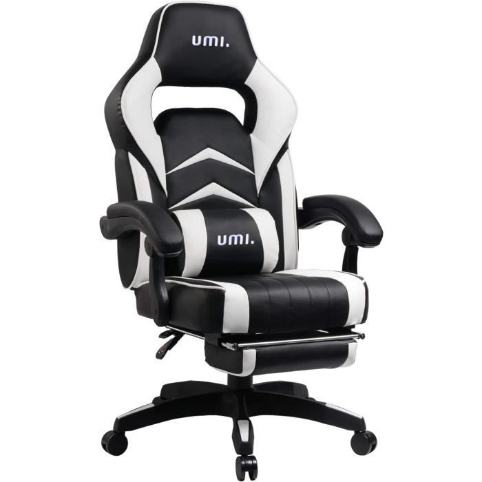 Chaise de bureau ergonomique hauteur réglable avec coussins - chaise gamer - blanc
