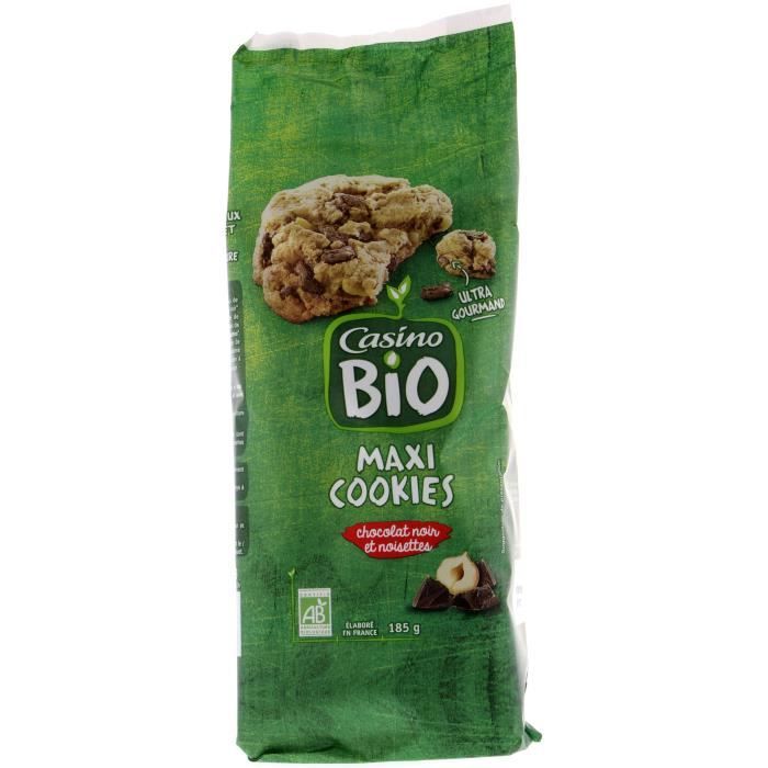 CASINO Maxi Cookies chocolat noir et noisettes Bio - 185G