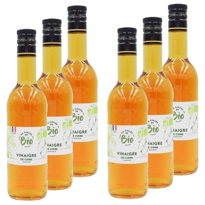 Lot 6x Vinaigre de cidre BIO - France - Ma Pincée Bio - bouteille 500ml