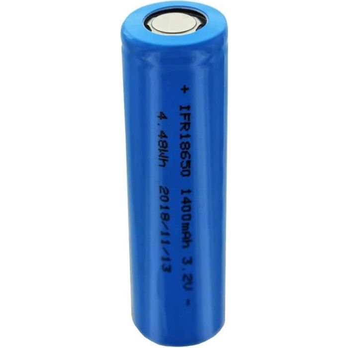 Batterie solaire 3.2V Lithium 18650 IFR LiFePo4 batterie Flattop sans tête non protégée 64.5x18mm, 1100mAh