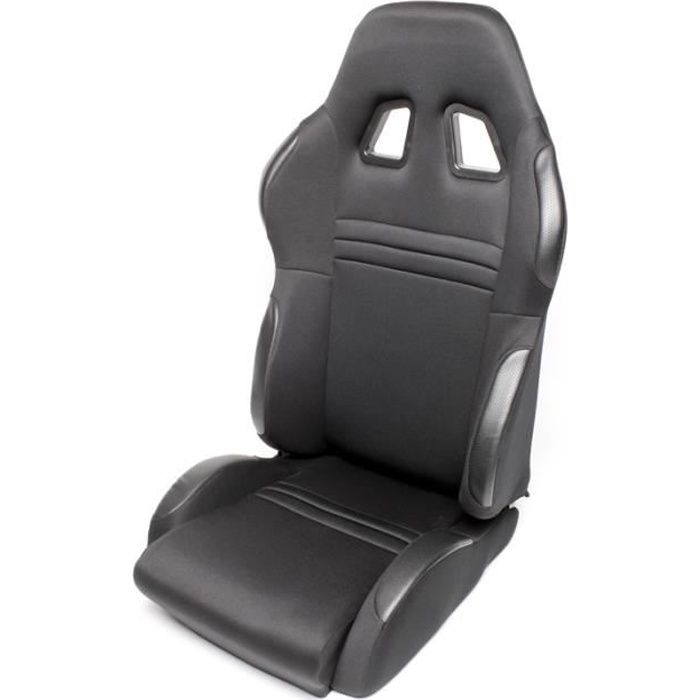 Siege baquet sport Tuning Art - noir, ajustable, droit, tissus, Siege baquet inclinable avec mecanisme