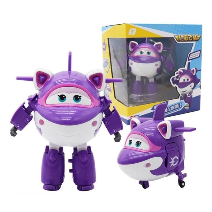 Super Wings Crystal Avion Transformable Voiture Robot Jouet Transformable Personnages d'anime Cadeau de Garçon Noël 12CM