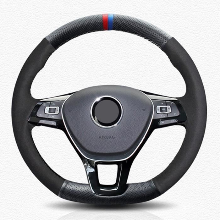 Couverture de volant de voiture - En cuir véritable, noir, pour Volkswagen VW Passat B8 Golf 7 GTI Gol style 1