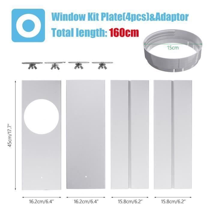 4PCS fenêtre glissière Kit Plaque + Adaptateur Pr Portable Climatisation Climatiseur Me48643