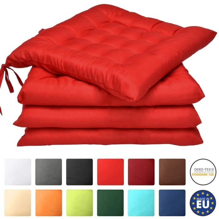Coussins pour chaises de jardin Beautissu Lot de 4 galettes de Chaise Lea - Confortable et coloré - Idéal pour intérieur 203433