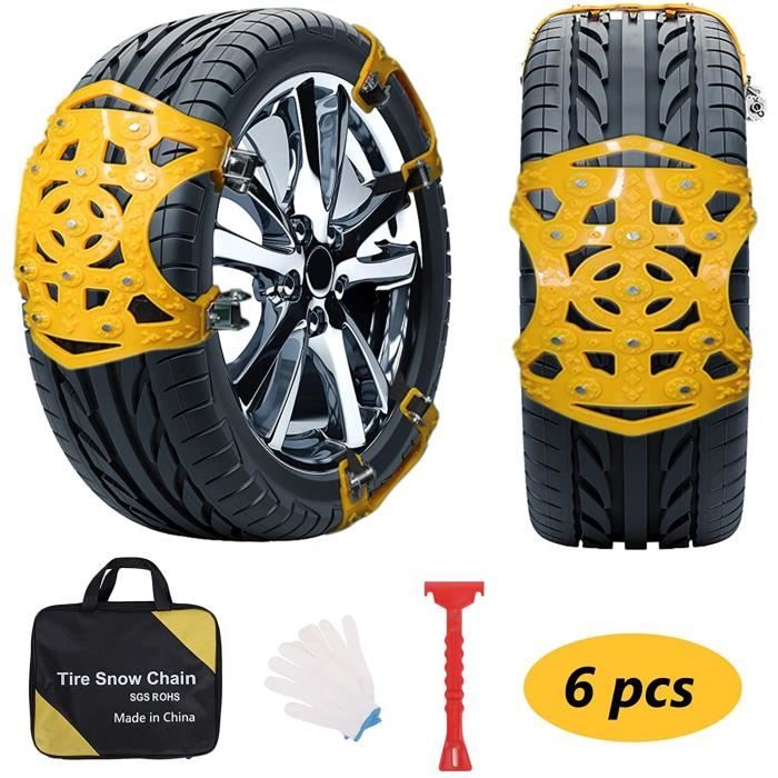 Ensemble de 6 chaînes à neige antidérapantes universelles pour pneus de voiture SUV MPV Chaînes à neige réglables 165mm-285mm