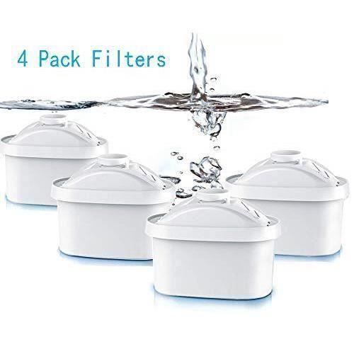 4Pcs Cartouche Filtrante Fit Brita Maxtra Carafe filtre à eau Cruche Cartouches Fit Brita Maxtra Cruchede Mavea Maxtra, Elemaris