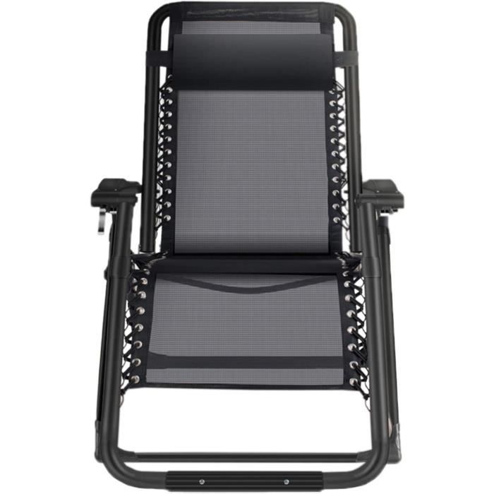 Chaise de jardin Chaises Pliantes Chaises Longues Fauteuils Large Chaises de Patio Inclinables pour les Personnes Lourdes, Noir 312