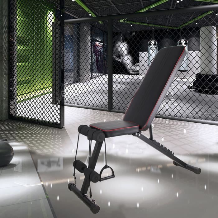 Banc de Musculation EXBON - Chaise de fitness Multifonctionnelle Pliable Intérieur, Sit-up Fitness - Noir