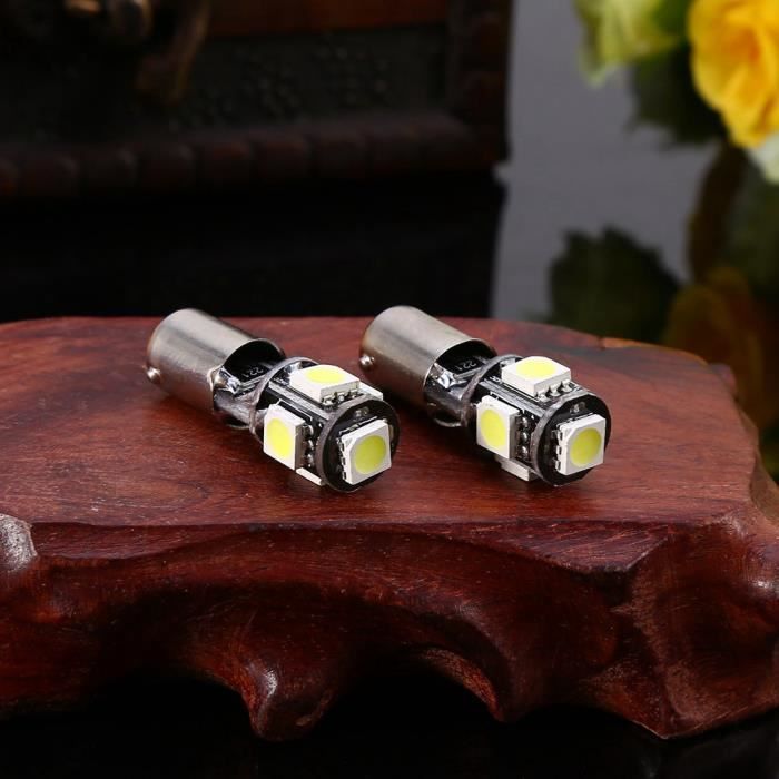 2x blanc H6W BA9S LED 5 SMD Canbus sans erreur coin ampoules de carte de lecture de signal de coin