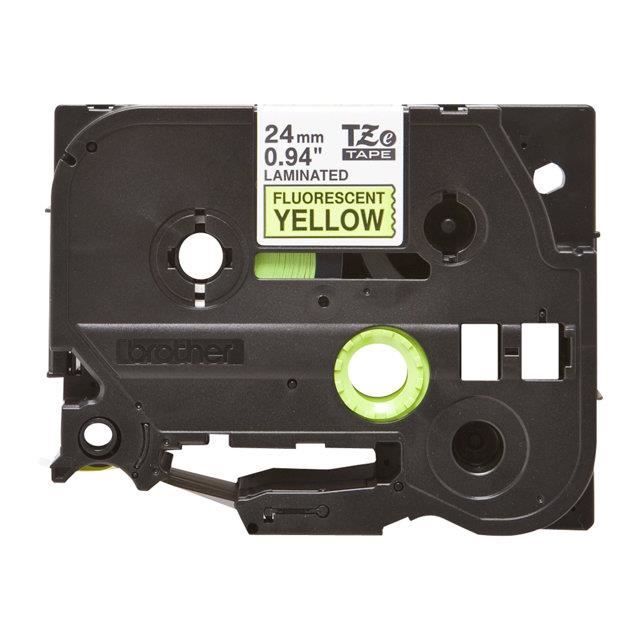 BROTHER Bande fluorescente TZeC51 - 2,4 cm x 5 m - Noir sur jaune