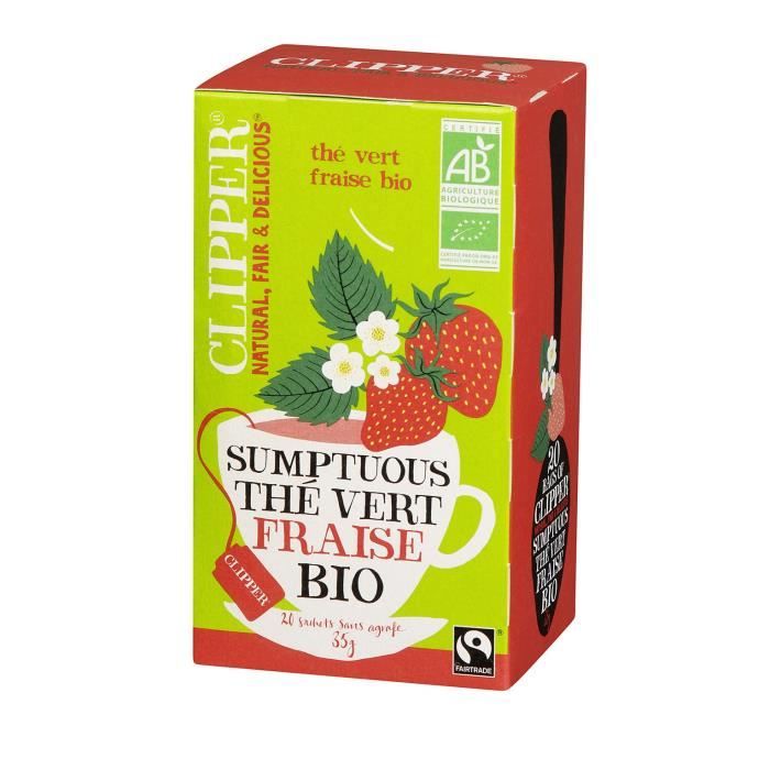 CLIPPER Thé Vert Fraise Bio 35g