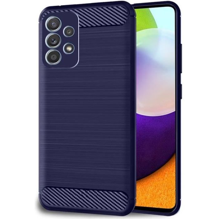 ebestStar ® pour Samsung Galaxy A52, A52 5G - Coque Gel Motif Fibre Carbone Luxe Flex TPU Premium , Bleu Foncé