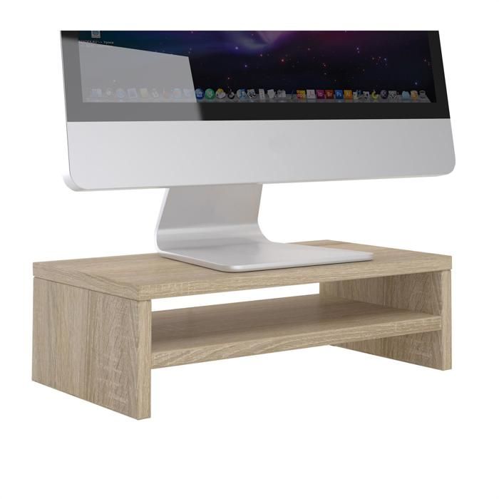 Support d'écran d'ordinateur DISPLAY, réhausseur pour moniteur avec étagère intermédiaire, longueur 42 cm, en mélaminé chêne sonoma
