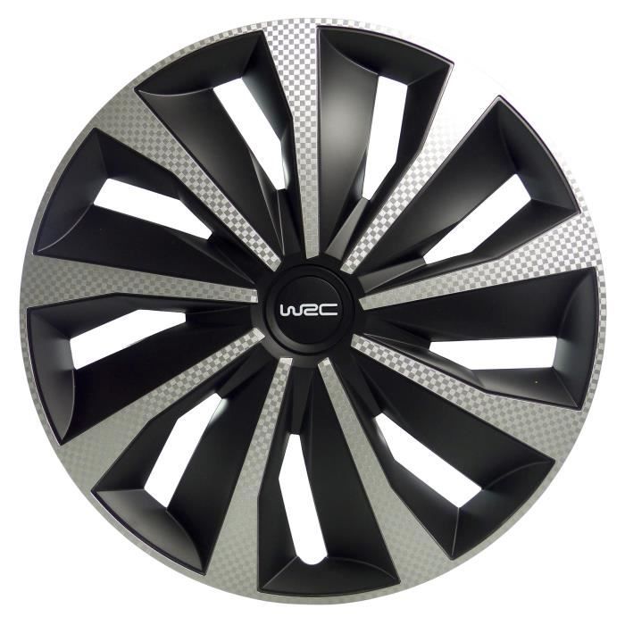 WRC Boîte 4 enjoliveurs 13- Carbon style