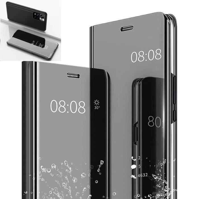 JUBA755.STORE - Etui pour POCO M4 PRO 5G - Housse Miroir Transparent NOIR - 6,43 pouces