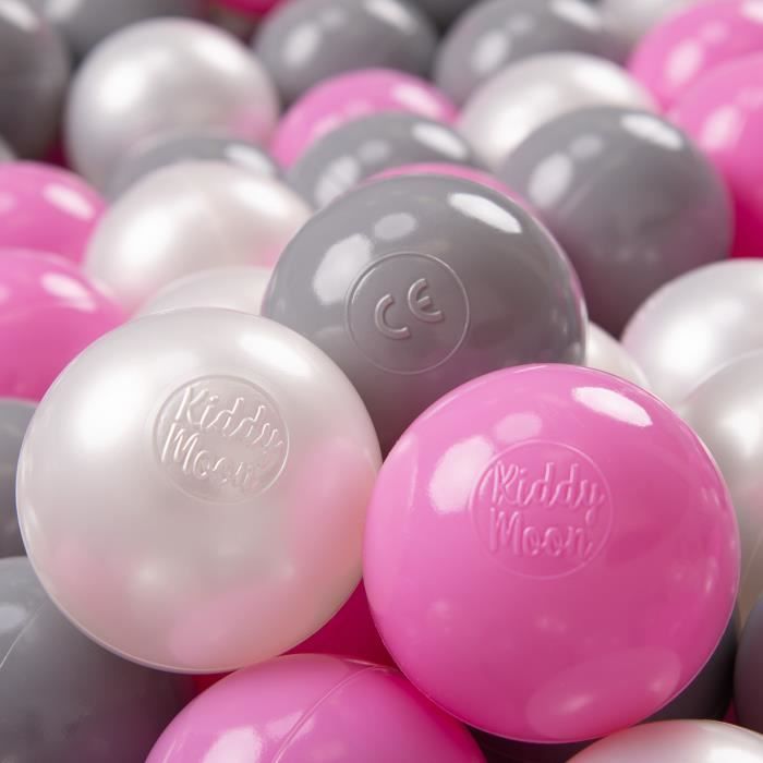 KiddyMoon 100 ∅ 7Cm Balles Colorées Plastique Pour Piscine Enfant Bébé Fabriqué En EU, Perle-Gris-Rose