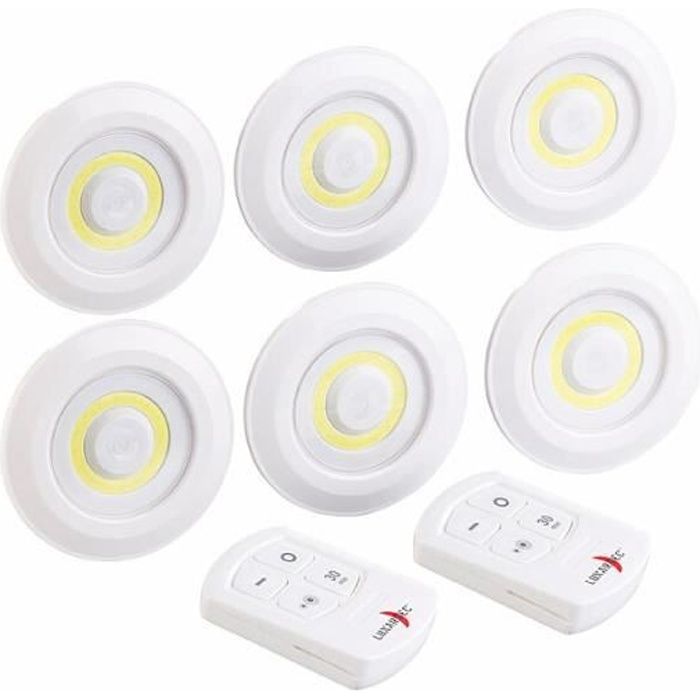 6 spots à LED COB 120 lm avec télécommande et minuterie UBL-16.w