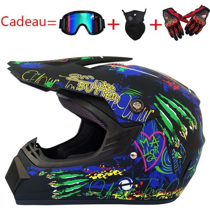 Casque Moto Enfant Casque de Marque Motocross Racing Armure complète Casque mat Motocross Pleine Couverture Casque Hors-Route