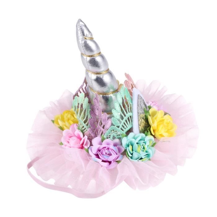 Licorne dentelle couronne coiffe enfants fleur accessoire de cheveux belle CHAPEAU - PERRUQUE - COUVRE CHEF - ACCESSOIRE DE TETE